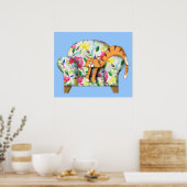 Poster Dormir sur une chaise à fleurs (Cuisine)