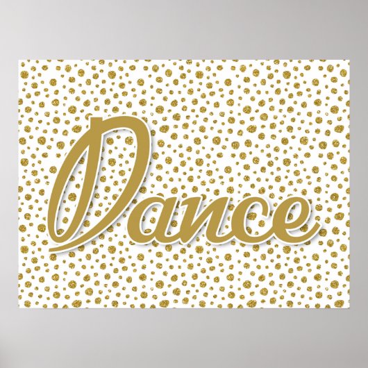 Poster Dots d'or de danse - Gold White Dancing (Devant)