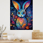Poster Dotty Delft : Bunny Doodle Rainbow (Cuisine)