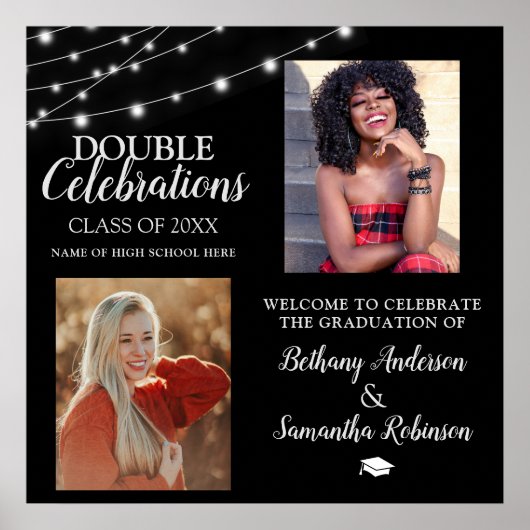 Poster Double 2 Photo Graduation Bienvenue (Devant)