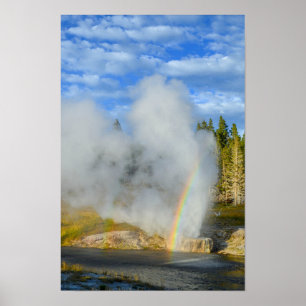Poster Double arc-en-ciel à Riverside Geyser, Yellowstone
