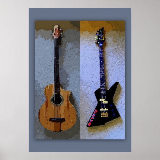 Poster Double Bass Guitars Art (Devant)