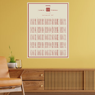 Poster Double Bonheur 囍 Plan de table de mariage chinois