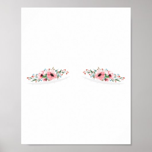 Poster Double cicatrices de mastectomie avec fleurs Cance (Devant)