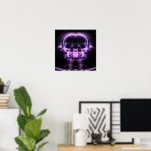 Poster Double crâne à rayons X avec casque - violet (Bureau à domicile)
