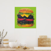 Poster Double Deluxe Hamburger au fromage (Cuisine)
