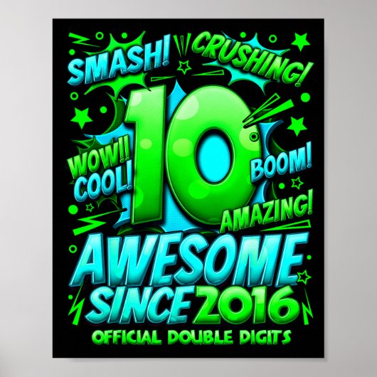 Poster Double Digits 10 Year Old Boys 10th Birthday Boy (Devant)