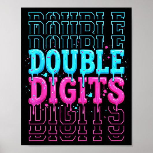 Poster Double Digits 10e anniversaire garçon glace goutte (Devant)