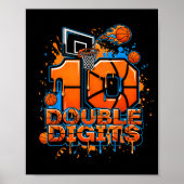 Poster Double Digits Birthday 10 Year Old Boy Basketball (Devant)