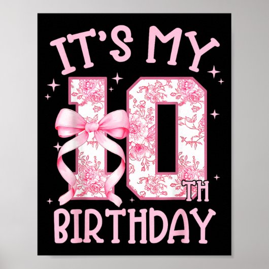 Poster Double Digits Birthday Girl 10th Birthday Coquette (Devant)