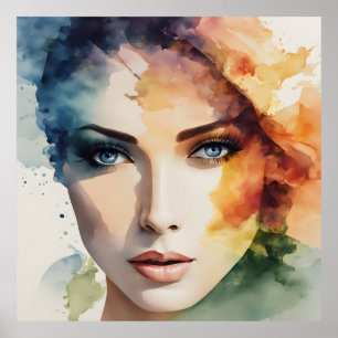 Poster Double exposition art femme