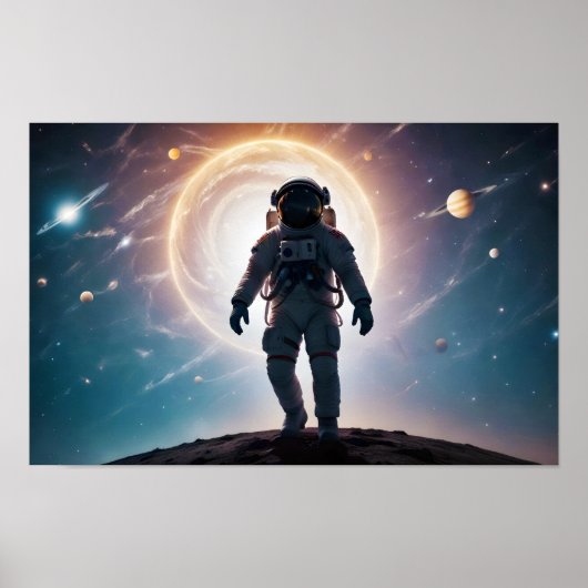 Poster Double exposition cosmique Espace Infini Art unive (Devant)
