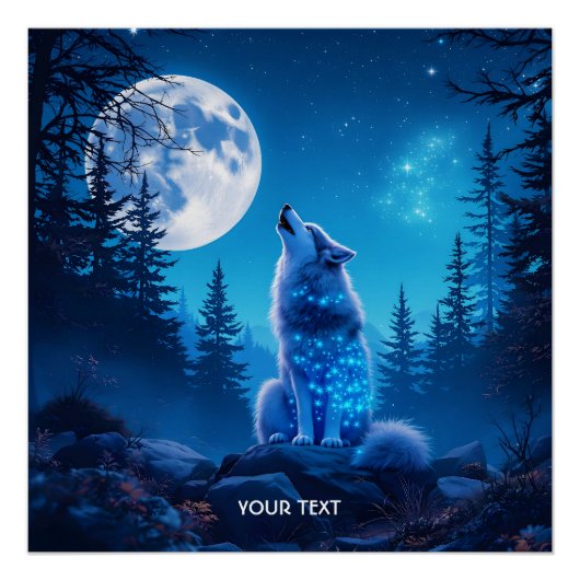 Poster Double exposition de loup mignon Imaginaire (Devant)