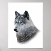 Poster double exposition Loup blanc noir (Devant)