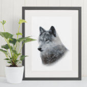 Poster double exposition Loup blanc noir