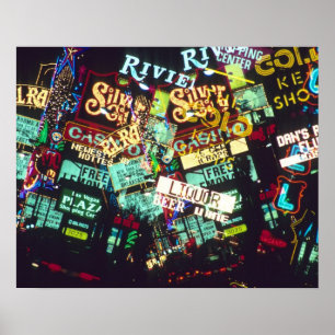 Poster Double exposition, panneaux casino, Las Vegas,