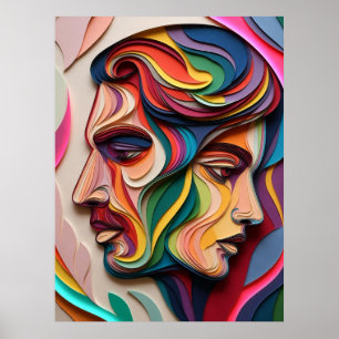 Poster Double Faces dans l'Abstrait Multicouche