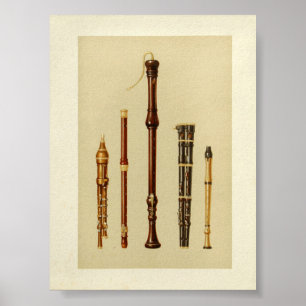 Poster Double Flageolets, Flûte Allemande, Flûtes Douces