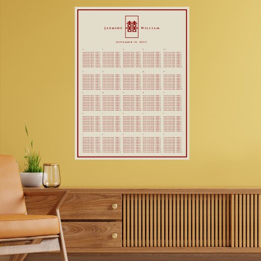 Poster Double Happiness 囍 Plan de table de mariage chinoi (Salon 2)