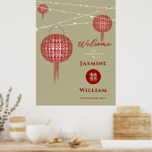 Poster Double Happiness Lanternes Rouges Mariage Chic Chi (Cuisine)