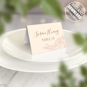 Poster Double Happiness Peony Mariage Place Card