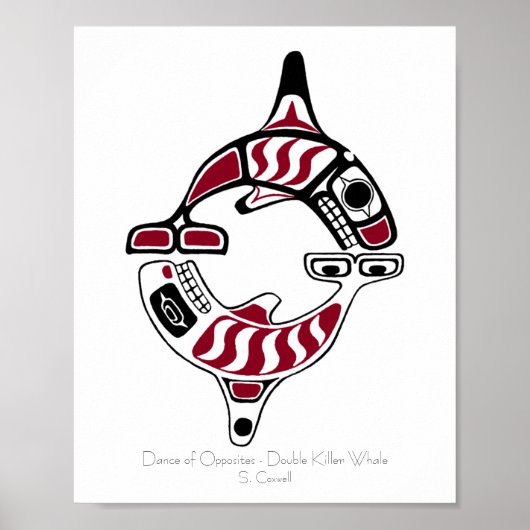 Poster Double Killer Whale Tsimpsian Art (Devant)