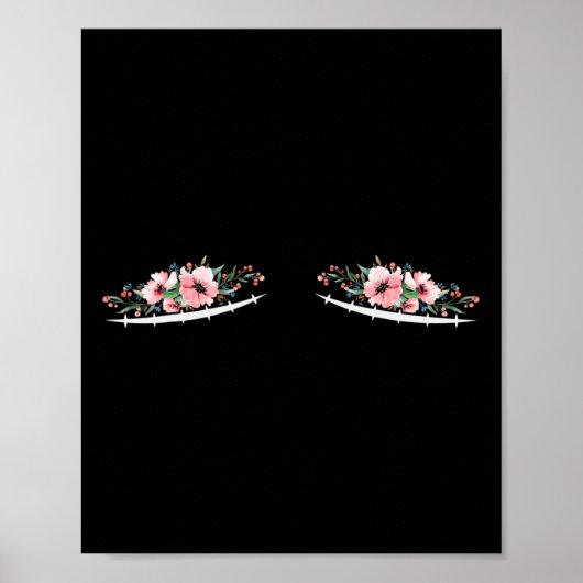 Poster Double Mastectomie cicatrices Avec Fleurs Cancer D (Devant)