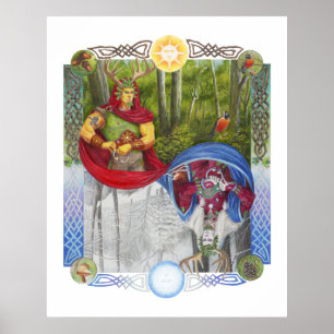 Poster Double portrait du roi de chêne et de roi de houx