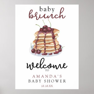 Poster Douce Baby Shower Crêpes au petit déjeuner Cerise