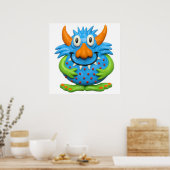 Poster Douce Baby Shower Nursery Monstre Tacheté (Cuisine)