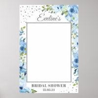 Douce bleu floral argent nuptiale douche photo pro