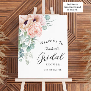 Poster Douce Fête de Mariage Fleurie Aquarelle Rose