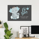 Poster Douce Fête Prénatale de Bébé Éléphant Garçon (Bureau à domicile)