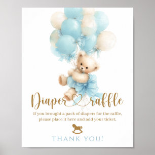 Poster Douce Fête Rose Ours en Peluche Bébé Garçon