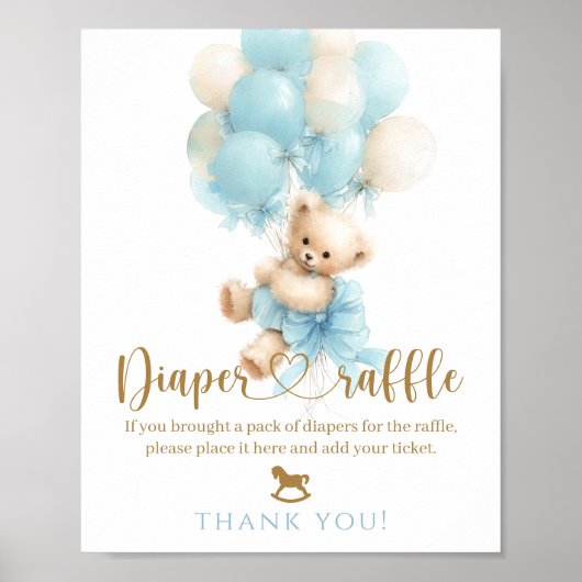Poster Douce Fête Rose Ours en Peluche Bébé Garçon (Devant)