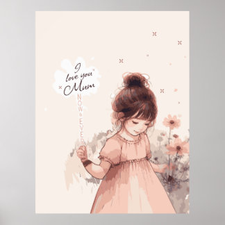 Poster Douce Fille Amour Maman