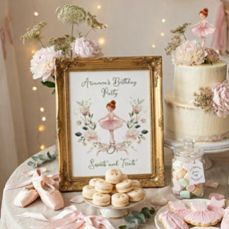 Poster Douce friandise d'anniversaire de ballerine à l'aq