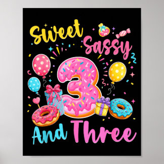 Poster Douce mignonne et trois 3ème anniversaire doux bei