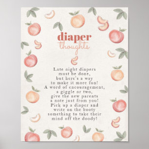 Poster douce pêche boho couche pensées baby shower signe