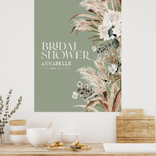 Poster Douce pluie de mariage pampas terre cuite moderne