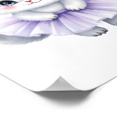 Poster Douce Princesse Chaton Blanc en Tutu Violet Royal (Coin)