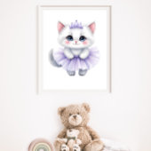 Poster Douce Princesse Chatte Blanche en Tutu Violet Roya