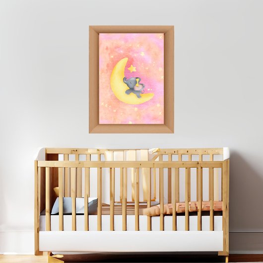 Poster Douce Rêveuse Fille Baby Éléphant 1