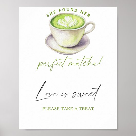 Poster Douce soirée de mariage au matcha L'amour est doux (Devant)