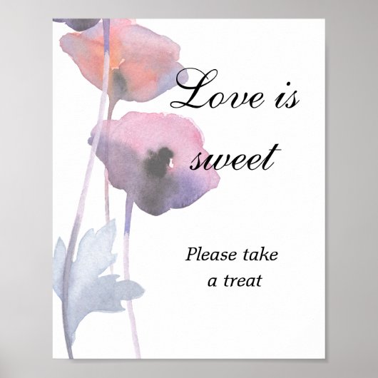Poster Douce soirée de mariage rose coquelicot violet  (Devant)