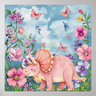 Poster Douces Rêves Fleur Rose Nursery Rhino