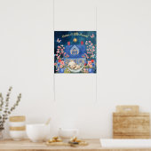 Poster Douces Rêves Fleur Teddy Bear & Oiseaux Nursery (Cuisine)