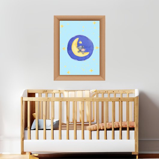 Poster Douces Rêves Petit Éléphant Garçon 1