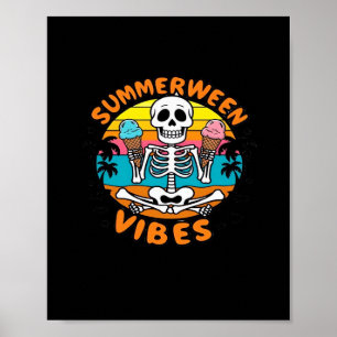Poster Douces Vibrations de Summerween Squelette Crème Gl