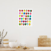 Poster Douceur de fraise mignonne couleur d'aquarelle bla (Cuisine)